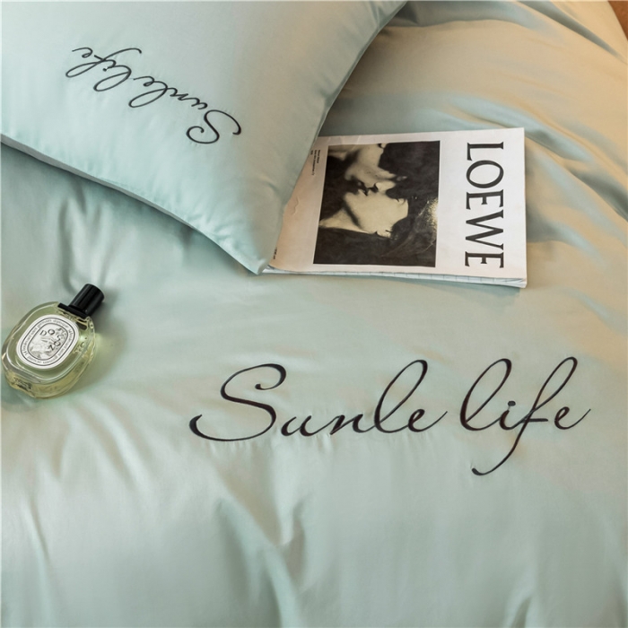 91家纺网 家纺一手货源 找家纺 古吉梦 2024新款水洗棉双拼刺绣单被套 双拼-梵星蓝