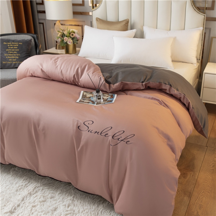 91家纺网 家纺一手货源 找家纺 古吉梦 2024新款水洗棉双拼刺绣单被套 双拼-紫豆沙