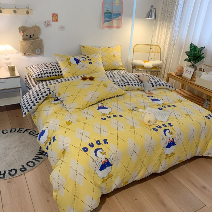 91家纺网 家纺一手货源 找家纺 澳萝拉 2021新款印花全棉四件套 不二鸭