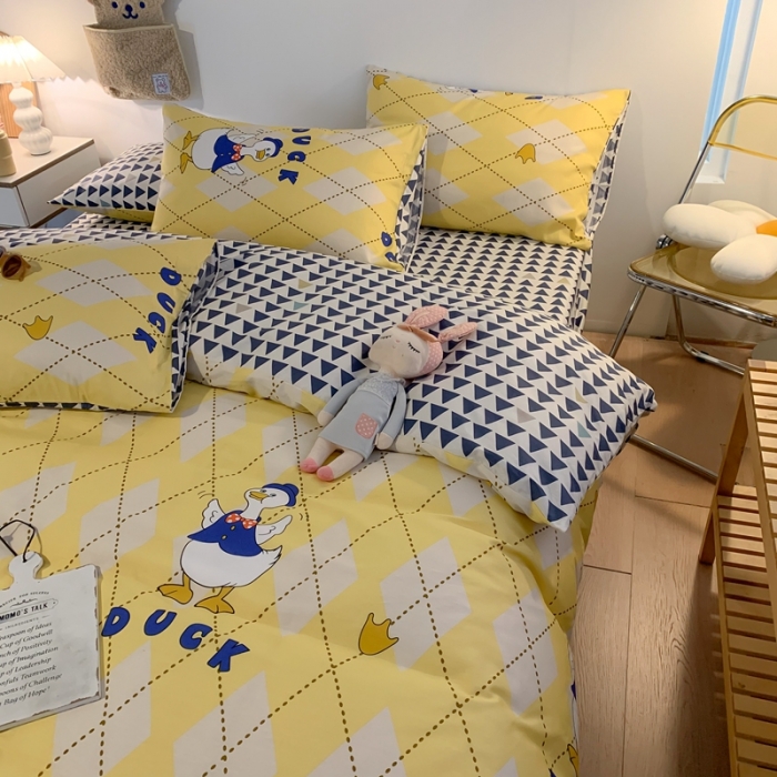 91家纺网 家纺一手货源 找家纺 澳萝拉 2021新款印花全棉四件套 不二鸭