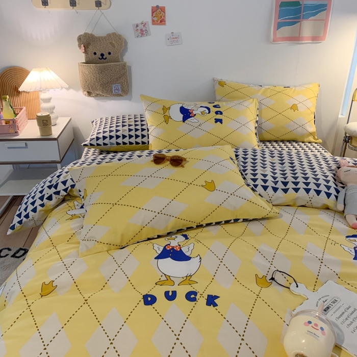 91家纺网 家纺一手货源 找家纺 澳萝拉 2021新款印花全棉四件套 不二鸭