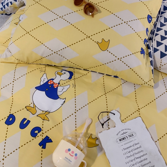 91家纺网 家纺一手货源 找家纺 澳萝拉 2021新款印花全棉四件套 不二鸭