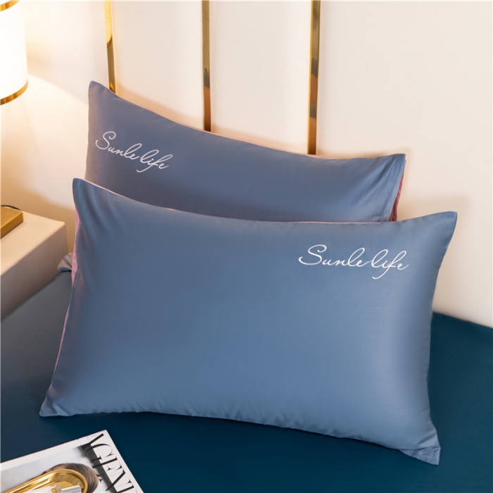 91家纺网 家纺一手货源 找家纺 古吉梦 2024新款水洗棉-S双拼单品床单床笠枕套 宾利蓝