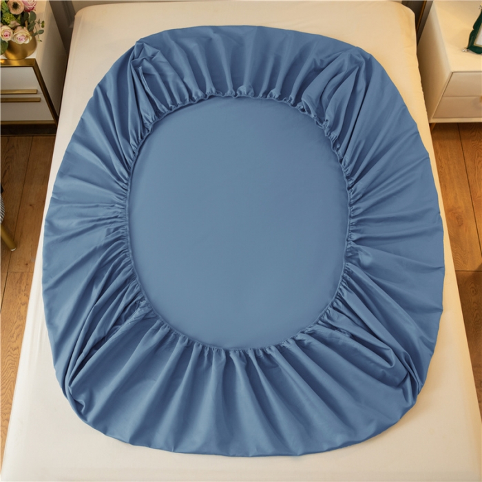 91家纺网 家纺一手货源 找家纺 古吉梦 2024新款水洗棉-S双拼单品床单床笠枕套 宾利蓝