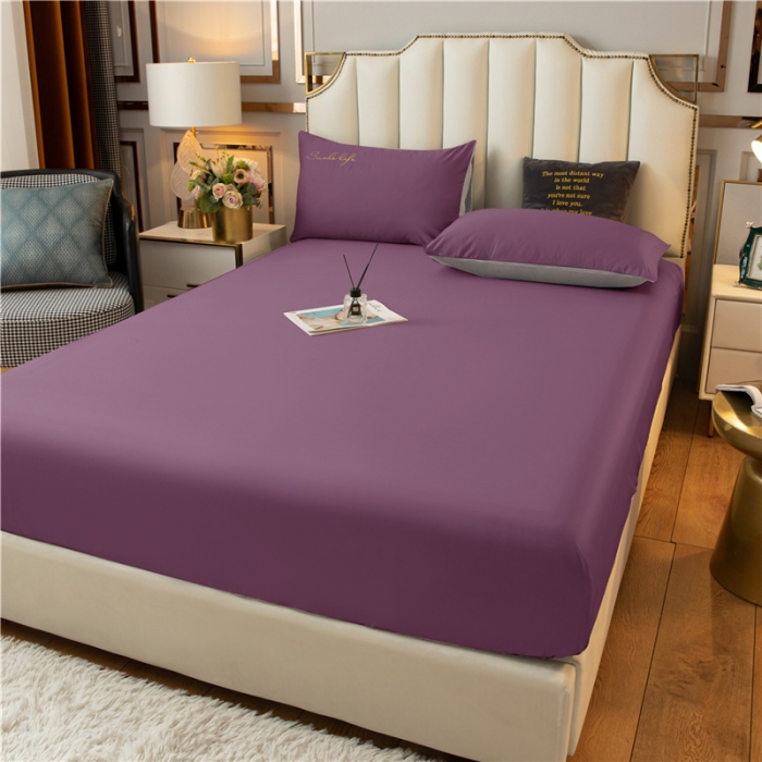 91家纺网 家纺一手货源 找家纺 古吉梦 2024新款水洗棉-S双拼单品床单床笠枕套 帝王紫
