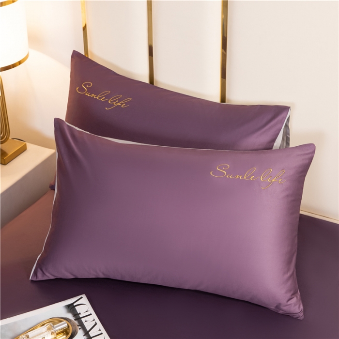 91家纺网 家纺一手货源 找家纺 古吉梦 2024新款水洗棉-S双拼单品床单床笠枕套 帝王紫