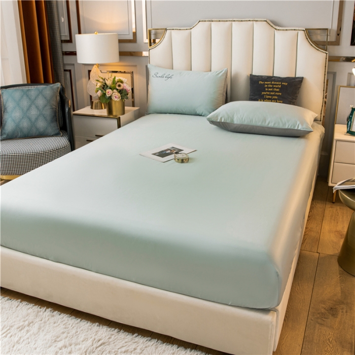 91家纺网 家纺一手货源 找家纺 古吉梦 2024新款水洗棉-S双拼单品床单床笠枕套 梵星蓝