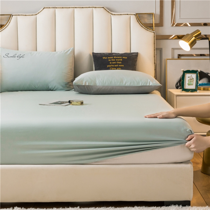 91家纺网 家纺一手货源 找家纺 古吉梦 2024新款水洗棉-S双拼单品床单床笠枕套 梵星蓝