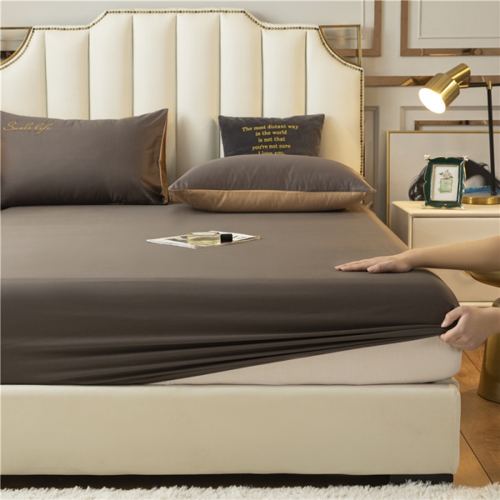 91家纺网 家纺一手货源 找家纺 古吉梦 2024新款水洗棉-S双拼单品床单床笠枕套 高级灰