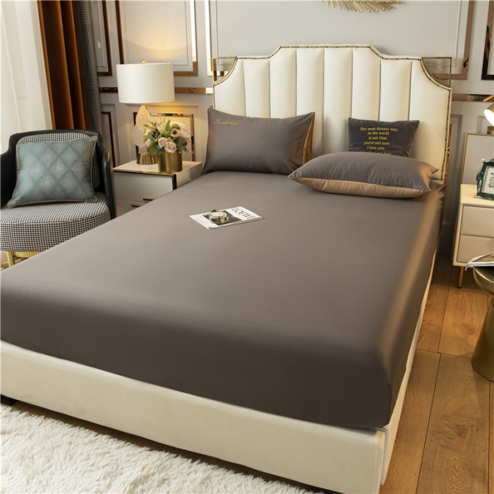 91家纺网 家纺一手货源 找家纺 古吉梦 2024新款水洗棉-S双拼单品床单床笠枕套 高级灰
