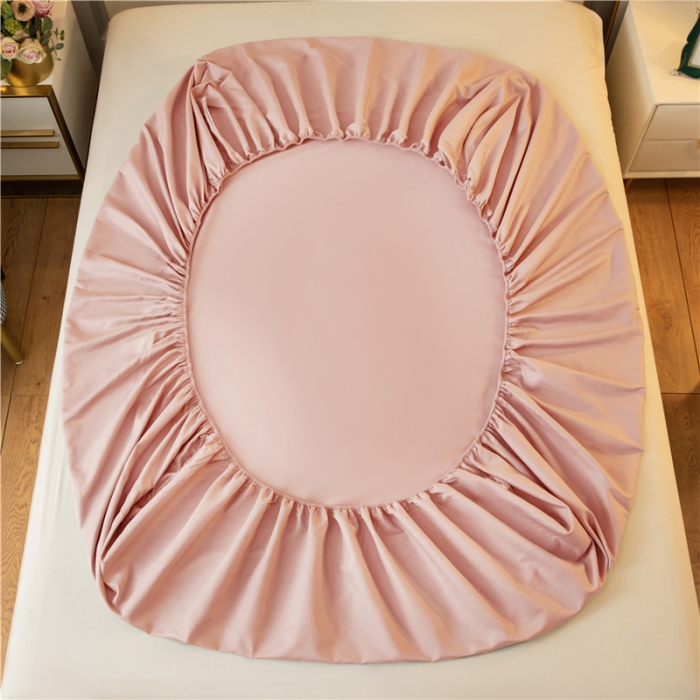 91家纺网 家纺一手货源 找家纺 古吉梦 2024新款水洗棉-S双拼单品床单床笠枕套 藕粉