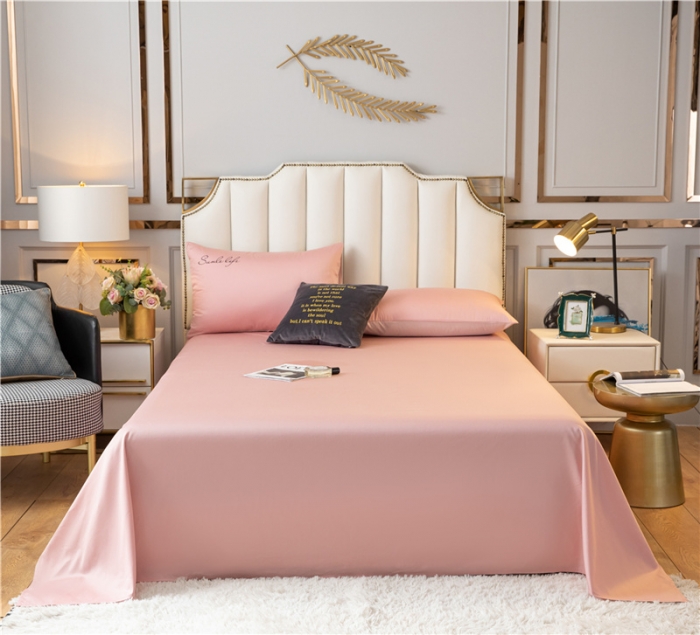 91家纺网 家纺一手货源 找家纺 古吉梦 2024新款水洗棉-S双拼单品床单床笠枕套 藕粉