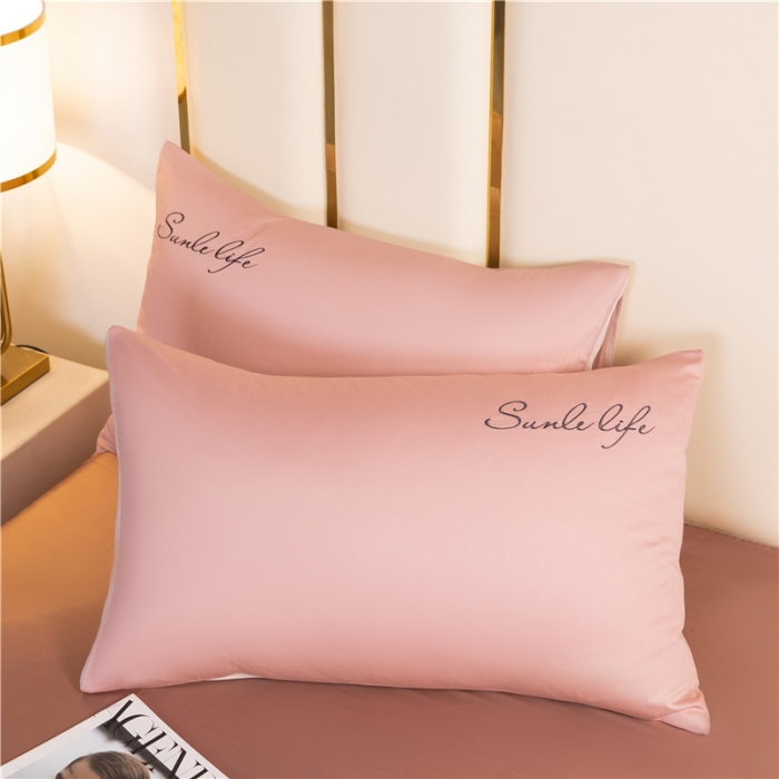 91家纺网 家纺一手货源 找家纺 古吉梦 2024新款水洗棉-S双拼单品床单床笠枕套 藕粉