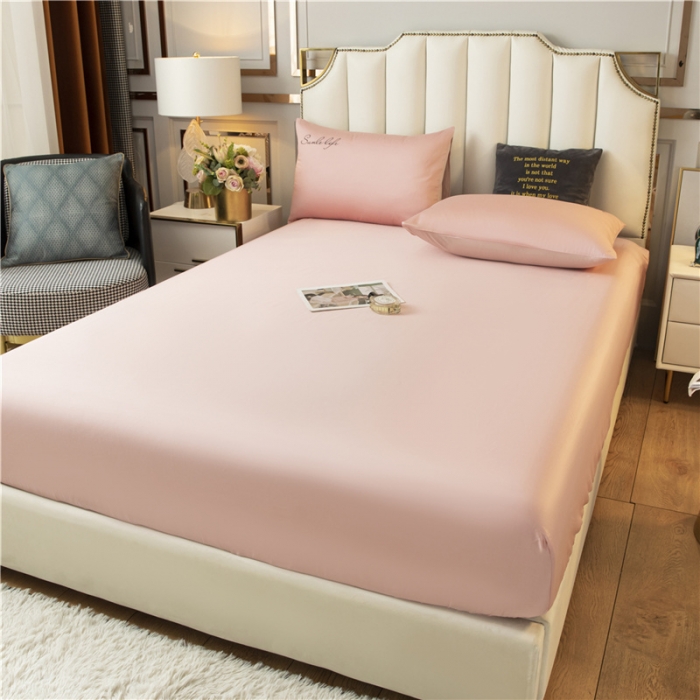 91家纺网 家纺一手货源 找家纺 古吉梦 2024新款水洗棉-S双拼单品床单床笠枕套 藕粉