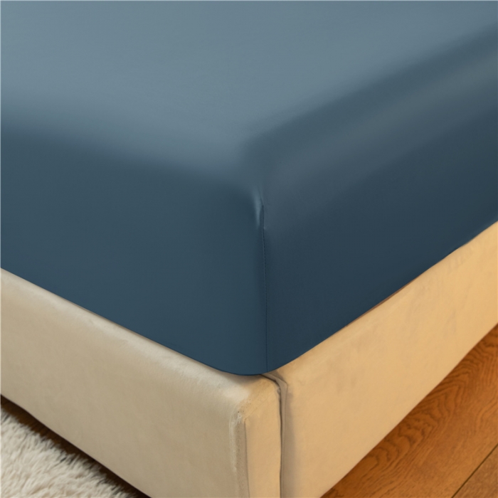 91家纺网 家纺一手货源 找家纺 古吉梦 2024新款水洗棉-S双拼单品床单床笠枕套 月光蓝