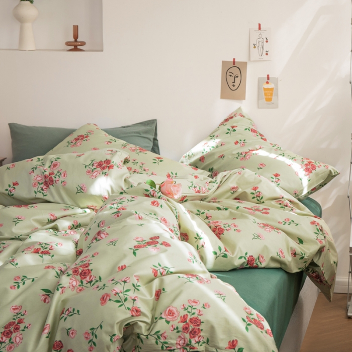 91家纺网 家纺一手货源 找家纺 怡家居 2021新款全棉田园四件套 春婵