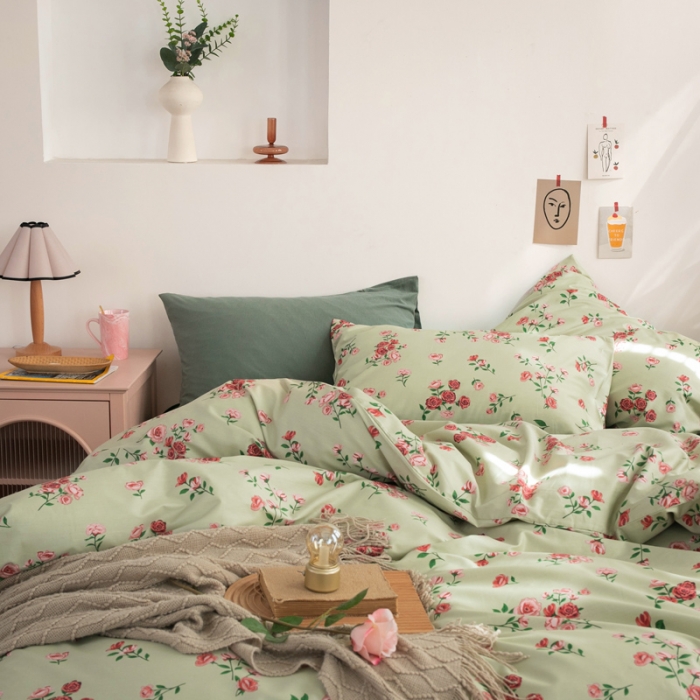 91家纺网 家纺一手货源 找家纺 怡家居 2021新款全棉田园四件套 春婵