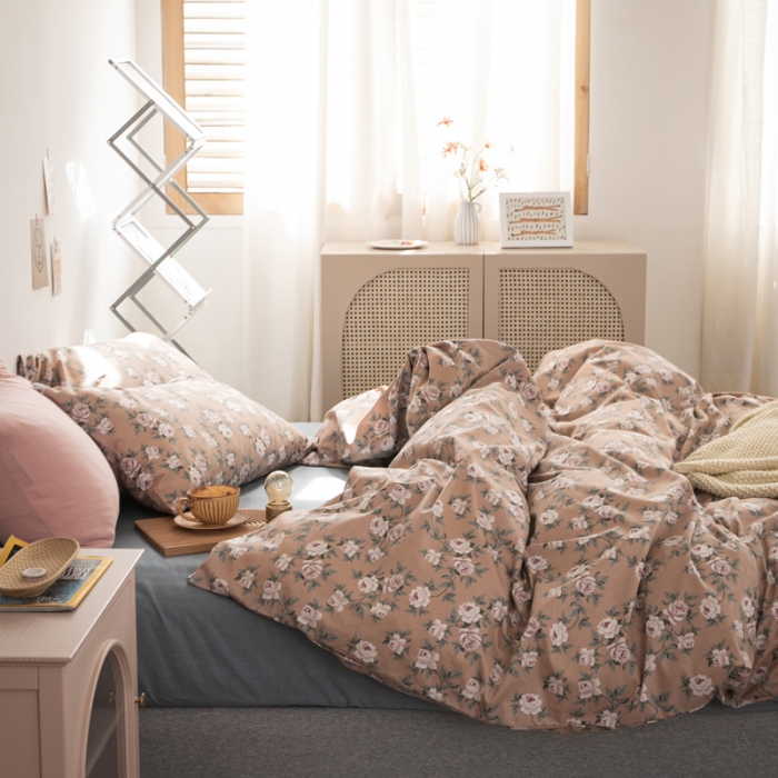 91家纺网 家纺一手货源 找家纺 怡家居 2021新款全棉田园四件套 花眠