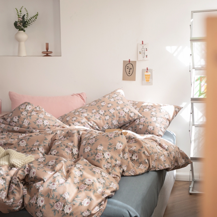 91家纺网 家纺一手货源 找家纺 怡家居 2021新款全棉田园四件套 花眠