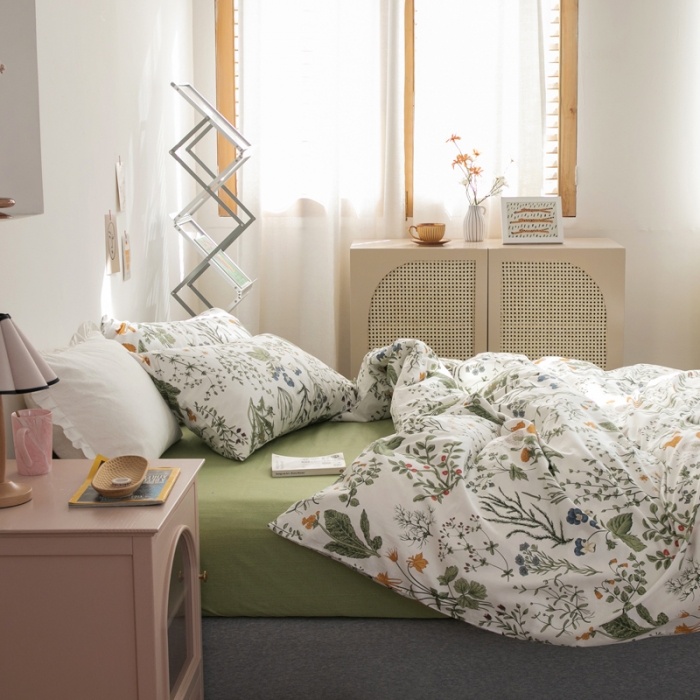 91家纺网 家纺一手货源 找家纺 怡家居 2021新款全棉田园四件套 江离