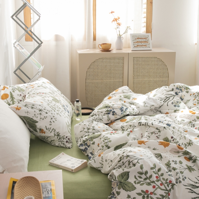 91家纺网 家纺一手货源 找家纺 怡家居 2021新款全棉田园四件套 江离