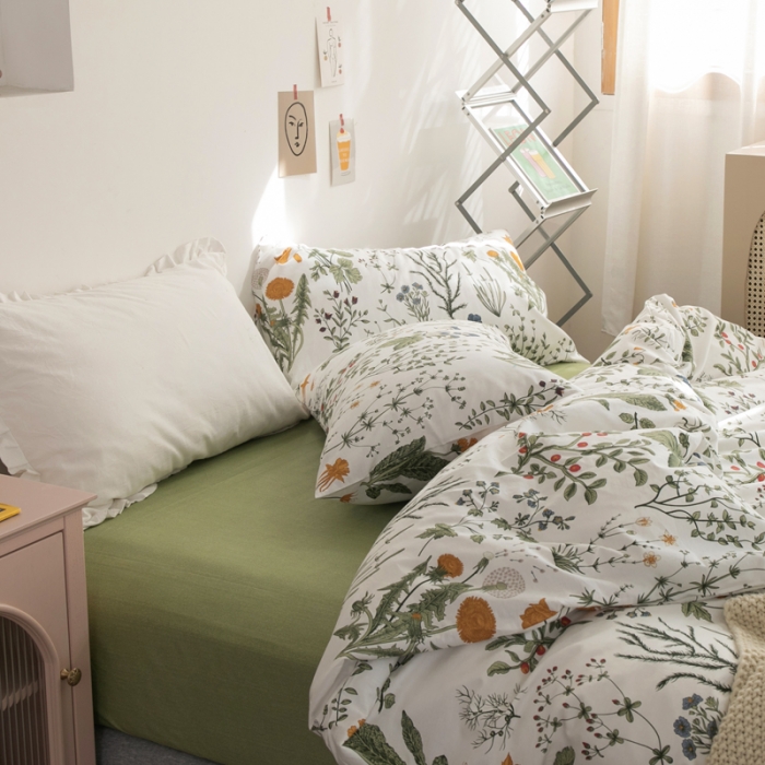 91家纺网 家纺一手货源 找家纺 怡家居 2021新款全棉田园四件套 江离