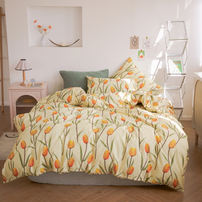 91家纺网 家纺一手货源 找家纺 怡家居 2021新款全棉田园四件套 流金岁月