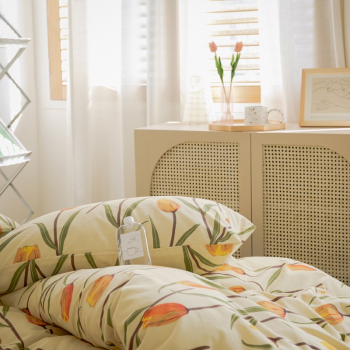 91家纺网 家纺一手货源 找家纺 怡家居 2021新款全棉田园四件套 流金岁月