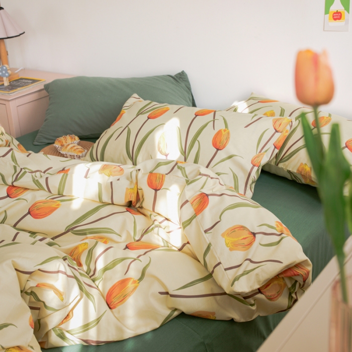 91家纺网 家纺一手货源 找家纺 怡家居 2021新款全棉田园四件套 流金岁月