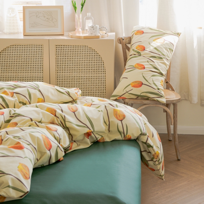 91家纺网 家纺一手货源 找家纺 怡家居 2021新款全棉田园四件套 流金岁月