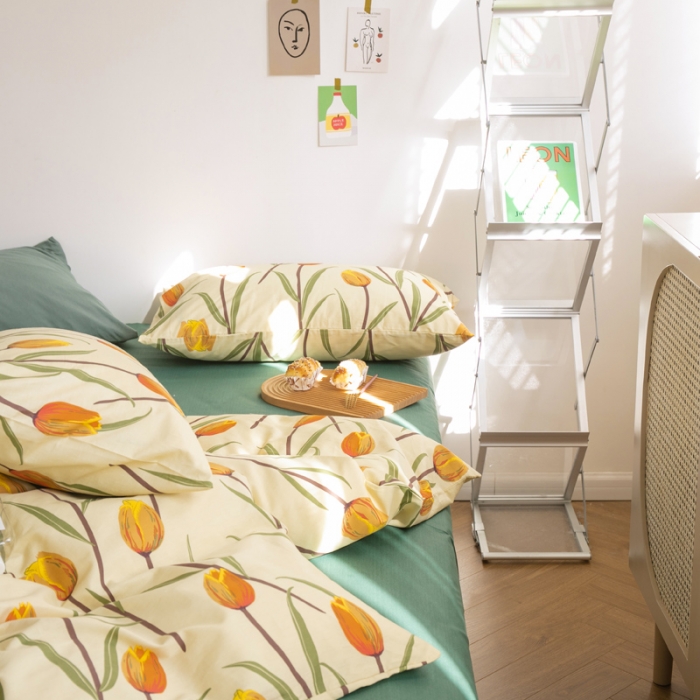 91家纺网 家纺一手货源 找家纺 怡家居 2021新款全棉田园四件套 流金岁月