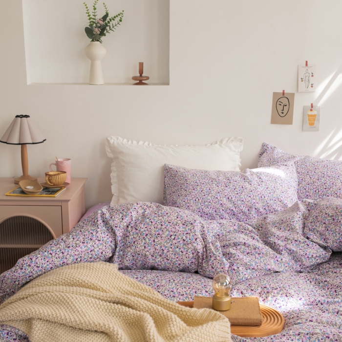 91家纺网 家纺一手货源 找家纺 怡家居 2021新款全棉田园四件套 满天星