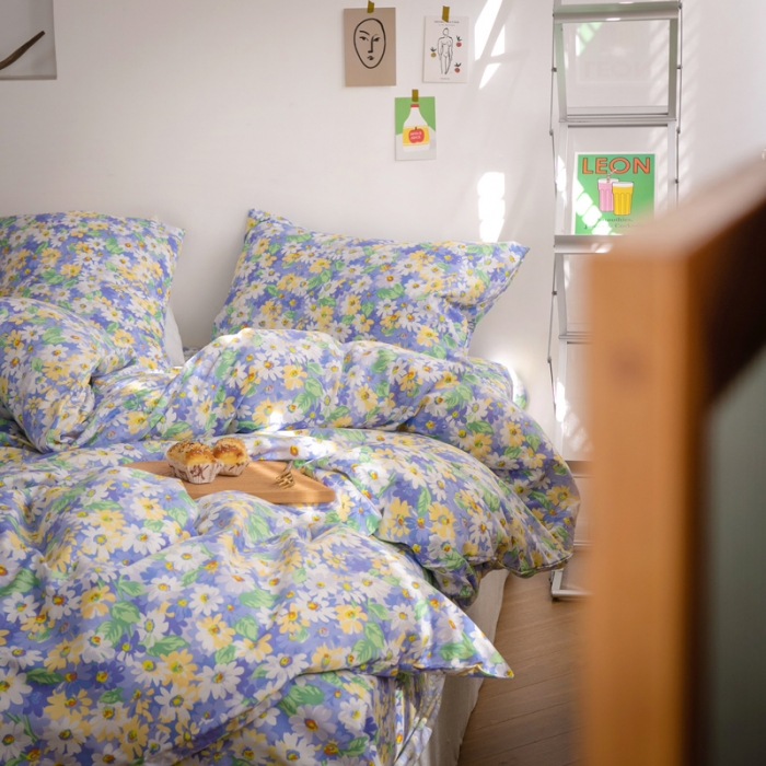 91家纺网 家纺一手货源 找家纺 怡家居 2021新款全棉田园四件套 青原