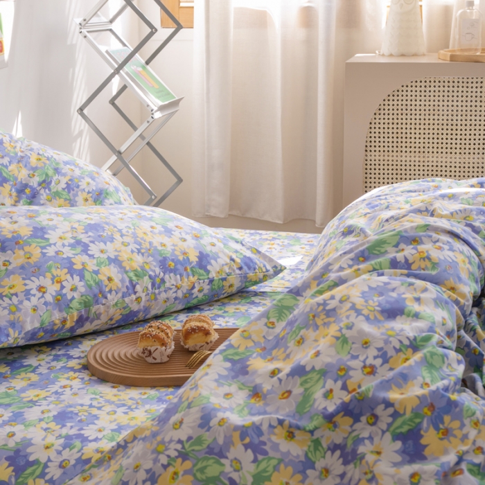 91家纺网 家纺一手货源 找家纺 怡家居 2021新款全棉田园四件套 青原