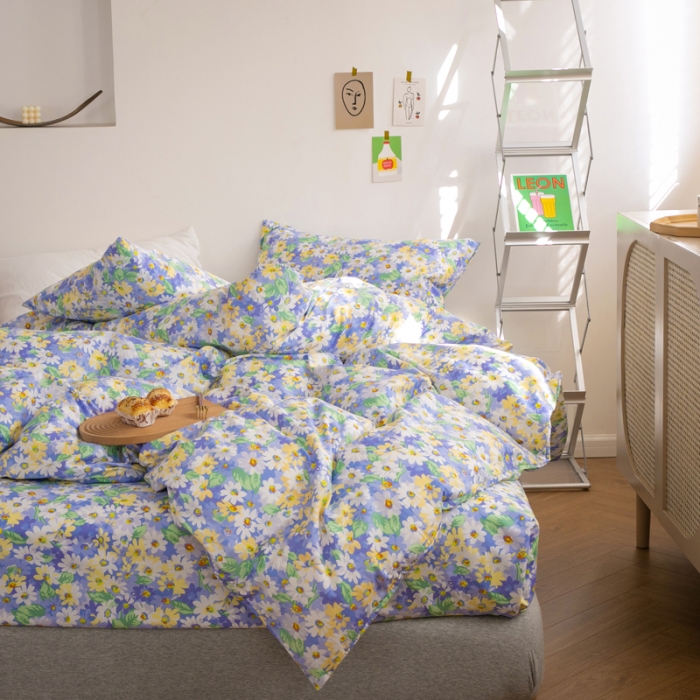 91家纺网 家纺一手货源 找家纺 怡家居 2021新款全棉田园四件套 青原