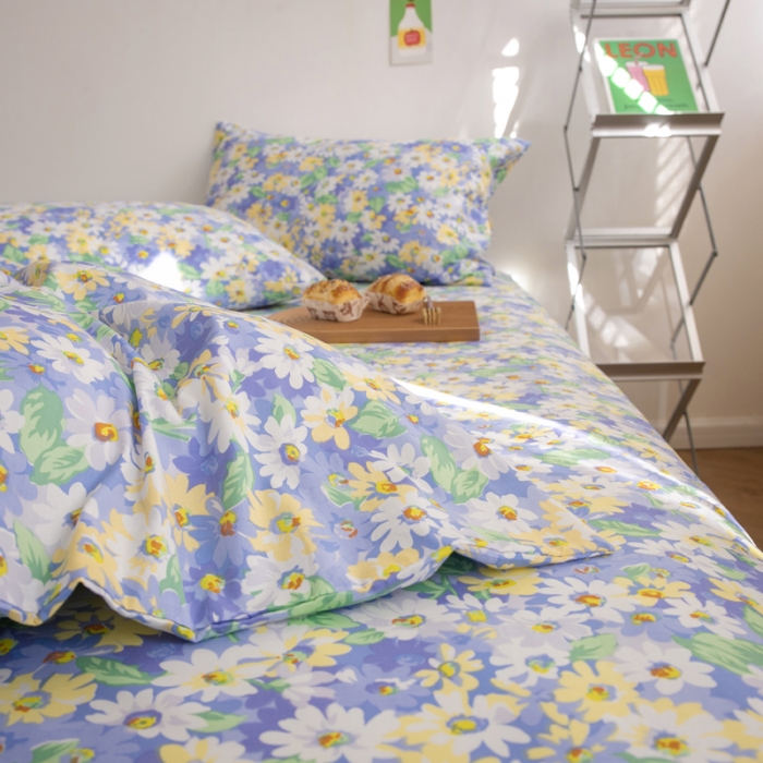 91家纺网 家纺一手货源 找家纺 怡家居 2021新款全棉田园四件套 青原