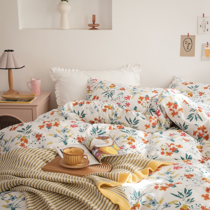 91家纺网 家纺一手货源 找家纺 怡家居 2021新款全棉田园四件套 洵美