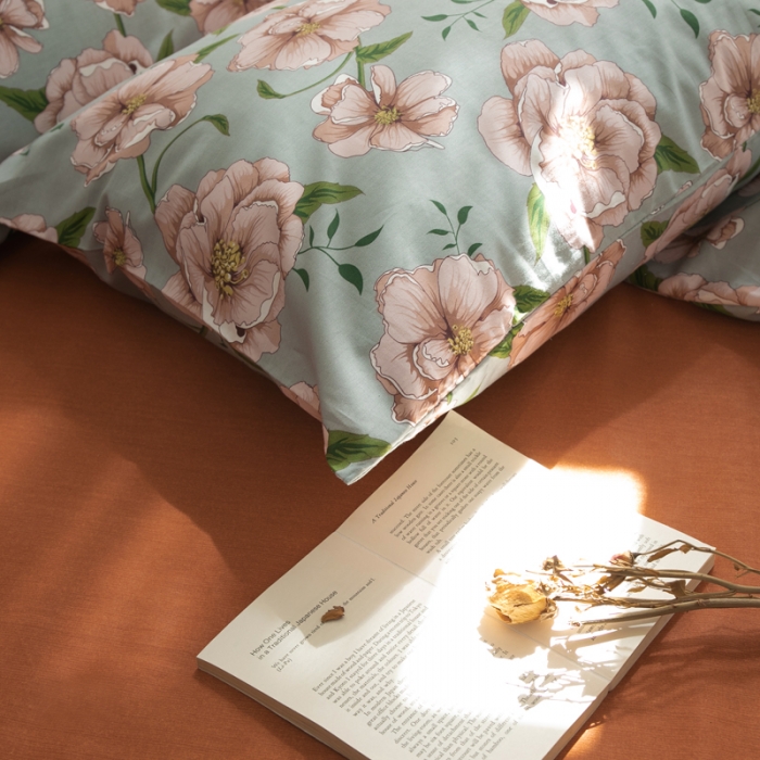 91家纺网 家纺一手货源 找家纺 怡家居 2021新款全棉田园四件套 朱颜