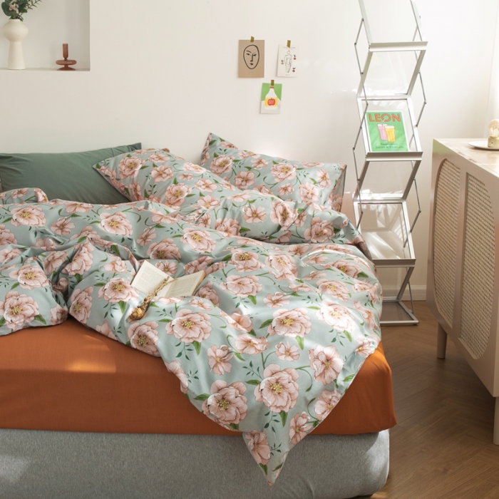 91家纺网 家纺一手货源 找家纺 怡家居 2021新款全棉田园四件套 朱颜