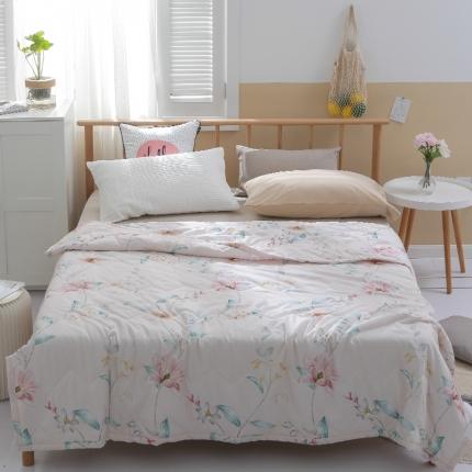 91家纺网 家纺一手货源 找家纺 欧雅搁2025新款水洗棉夏被跑量夏凉被空调被 柔情似锦