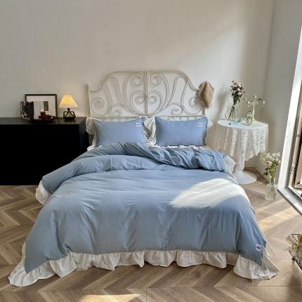 91家纺网 家纺一手货源 找家纺 （总）洋铭区 2021新款法式清新水洗棉四件套