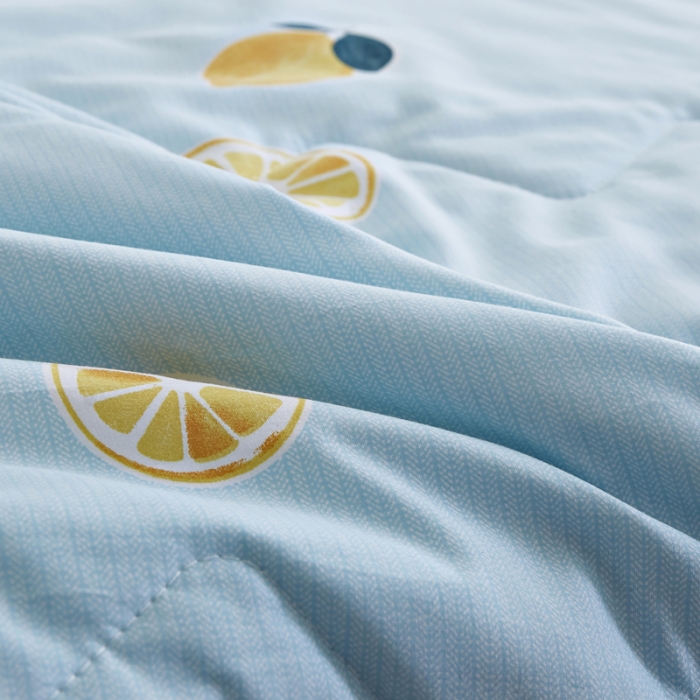 91家纺网 家纺一手货源 找家纺 欧雅搁2025新款水洗棉夏被跑量夏凉被空调被 柠檬蓝