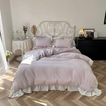 91家纺网 家纺一手货源 找家纺 （总）洋铭区 2021新款法式清新水洗棉四件套