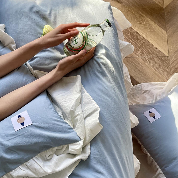 91家纺网 家纺一手货源 找家纺 （总）洋铭区 2021新款法式清新水洗棉四件套