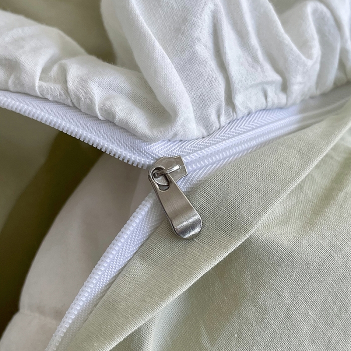 91家纺网 家纺一手货源 找家纺 洋铭区 2021新款法式清新水洗棉四件套 可可绿