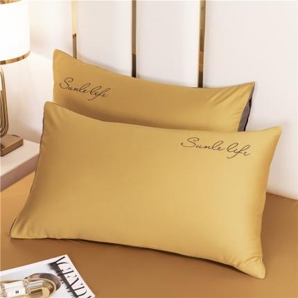 91家纺网 家纺一手货源 找家纺 古吉梦 2024新款水洗棉-S双拼单品枕套 香槟金