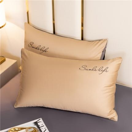 91家纺网 家纺一手货源 找家纺 古吉梦 2024新款水洗棉-S双拼单品枕套 香槟金