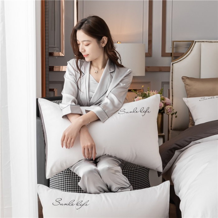 91家纺网 家纺一手货源 找家纺 古吉梦 2024新款水洗棉-S双拼单品枕套 本白