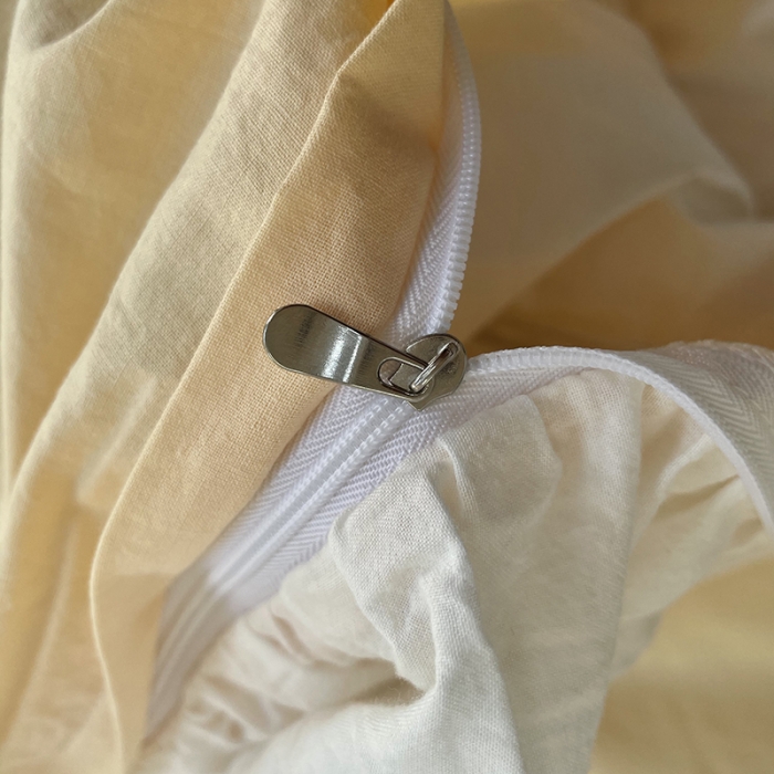 91家纺网 家纺一手货源 找家纺 洋铭区 2021新款法式清新水洗棉四件套 暖心黄