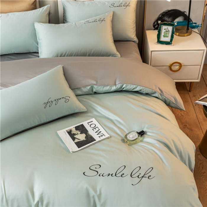 91家纺网 家纺一手货源 找家纺 古吉梦 2024新款水洗棉-S双拼单品枕套 梵星蓝